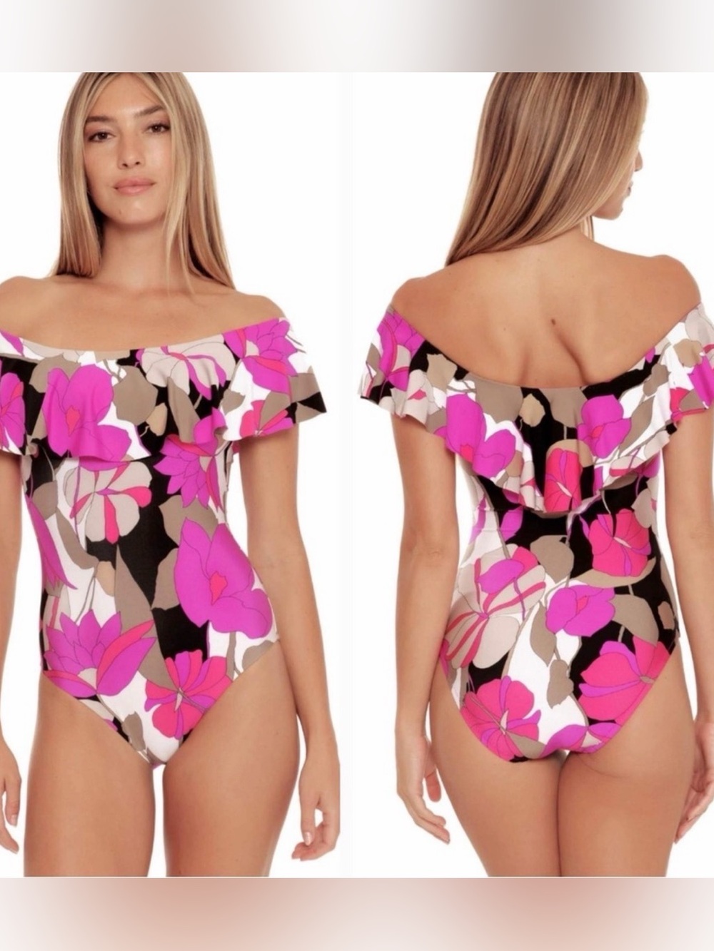 Trina Turk Lynx Gemini Off the Shoulder One Piece Swimsuit